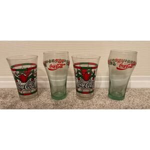 Vtg Coca-Cola Holiday/Christmas Themed Glasses (2)